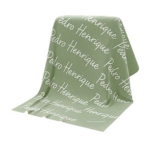 Manta Personalizada Com Nome - Tricot - Verde Limonada