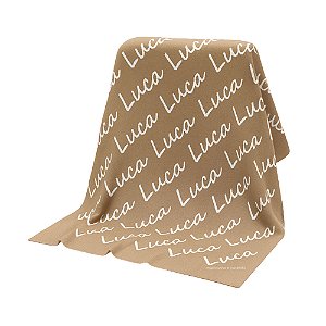 Manta Personalizada Com Nome - Tricot - Marrom Perolado