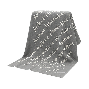 Manta Personalizada Com Nome - Tricot - Cinza New Grey