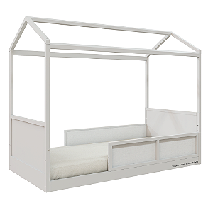 Cama Casinha Link - Com 2 Meias Grades Em Palha Natural - Branco