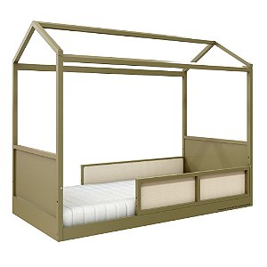 Cama Casinha Link - Com 2 Meias Grades Em Palha Natural - Cacto