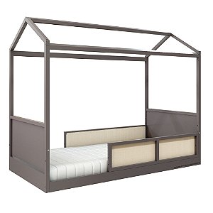 Cama Casinha Link - Com 2 Meias Grades Em Palha Natural - Fendi