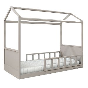 Cama Casinha Link - Com 2 Meias Grades Palitadas - Cinza