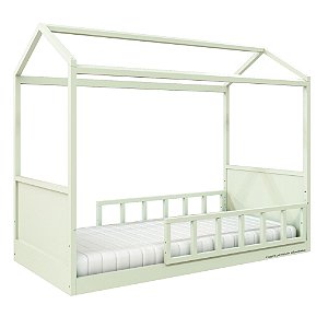 Cama Casinha Link - Com 2 Meias Grades Palitadas - Verde Old