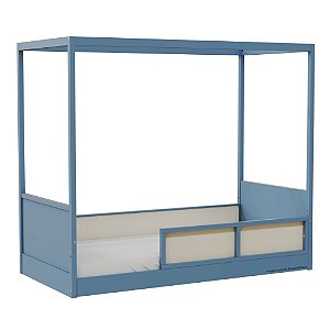 Cama Link Com Dossel - Com 1 Grade E Meia Em Palha Natural - Azul Sereno