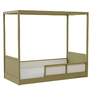Cama Link Com Dossel - Com 1 Grade E Meia Em Palha Natural - Cacto