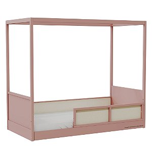 Cama Link Com Dossel - Com 1 Grade E Meia Em Palha Natural - Rose