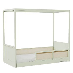 Cama Link Com Dossel - Com 1 Grade E Meia Em Palha Natural - Verde Old