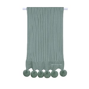 Manta De Pompom - Tricot - Trama Canelado 5x5 - Verde Senécio