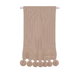 Manta De Pompom - Tricot - Trama Canelado 5x5 - Marrom Rolex