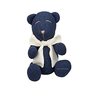 Urso Tricot - Tamanho M - Azul Marinho Indigo Blue / Off White Natural - Personalizado