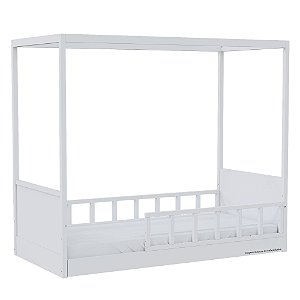 Cama Link Com Dossel - Com 1 Grade E Meia Palitada - Branco