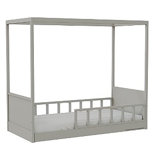 Cama Link Com Dossel - Com 1 Grade E Meia Palitada - Cinza