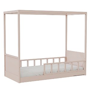 Cama Link Com Dossel - Com 1 Grade E Meia Palitada - Rosa Old