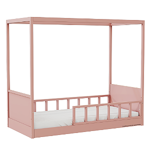 Cama Link Com Dossel - Com 1 Grade E Meia Palitada - Rose