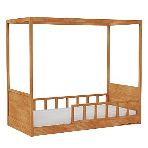 Cama Link Com Dossel - Com 1 Grade E Meia Palitada - Madeira