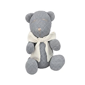 Urso Tricot - Tamanho M - Cinza Steal / Off White Natural - Personalizado