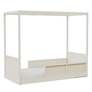 Cama Link Com Dossel - Com 2 Meias Grades Em Palha Natural - Areia