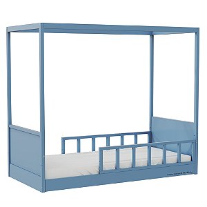 Cama Link Com Dossel - Com 2 Meias Grades Palitadas - Azul Sereno