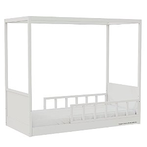 Cama Link Com Dossel - Com 2 Meias Grades Palitadas - Branco