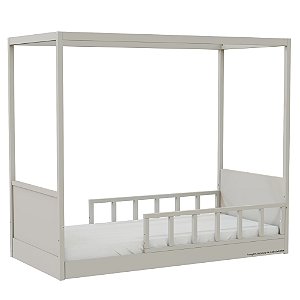 Cama Link Com Dossel - Com 2 Meias Grades Palitadas - Cinza