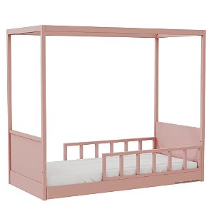 Cama Link Com Dossel - Com 2 Meias Grades Palitadas - Rose