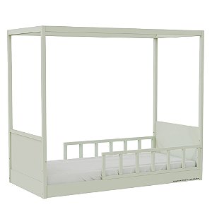 Cama Link Com Dossel - Com 2 Meias Grades Palitadas - Verde Old