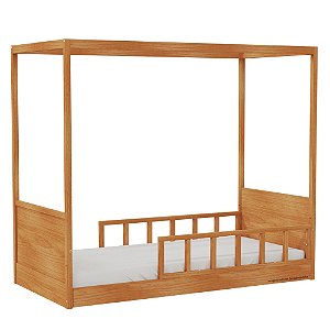 Cama Link Com Dossel - Com 2 Meias Grades Palitadas - Madeira