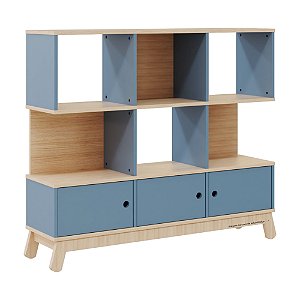 Estante Organizadora Papaya - Carvalho / Azul Sereno