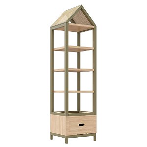 Estante Tupi 50 - Com Telhado - Carvalho / Cacto