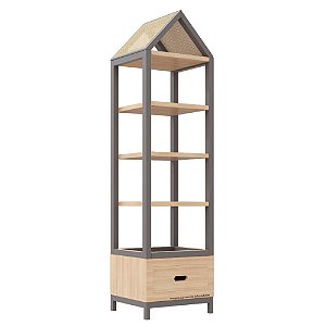 Estante Tupi 50 - Com Telhado - Carvalho / Fendi