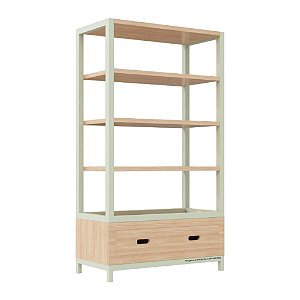 Estante Tupi 90 - Carvalho / Verde Old