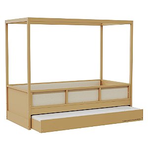 Cama Link Plus Palha Natural - Com Dossel - Completa - Capuccino