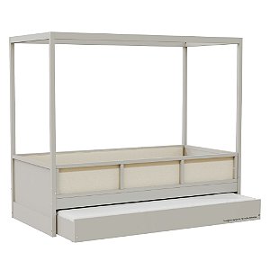 Cama Link Plus Palha Natural - Com Dossel - Completa - Cinza