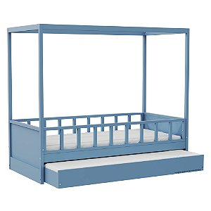 Cama Link Plus Palitada - Com Dossel - Completa - Azul Sereno