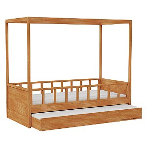 Cama Link Plus Palitada - Com Dossel - Completa - Madeira
