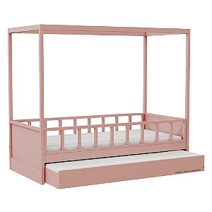 Cama Link Plus Palitada - Com Dossel - Completa - Rose
