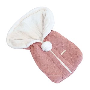 Saco De Dormir - Tricot Em Trama Losango - Com Pelúcia - Rosa M.Rosa