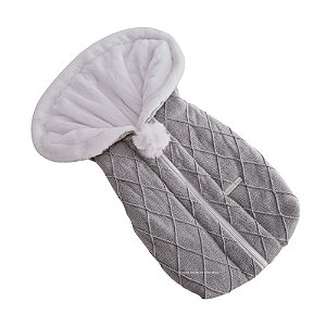 Saco De Dormir - Tricot Em Trama Losango - Com Pelúcia - Cinza New Grey