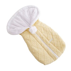 Saco De Dormir - Tricot Em Trama Losango - Com Pelúcia - Amarelo Charm