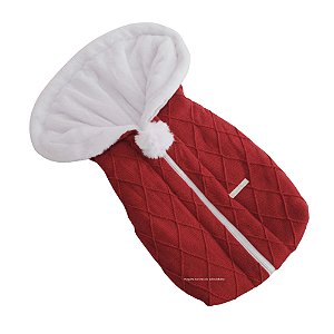 Saco De Dormir - Tricot Em Trama Losango - Com Pelúcia - Vermelho Red Night