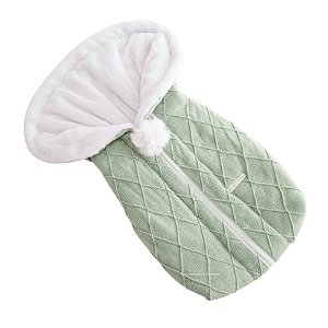 Saco De Dormir - Tricot Em Trama Losango - Com Pelúcia - Verde Limonada
