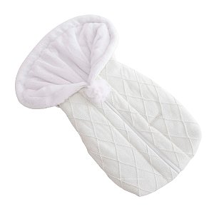 Saco De Dormir - Tricot Em Trama Losango - Com Pelúcia - Branco
