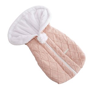 Saco De Dormir - Tricot Em Trama Losango - Com Pelúcia - Salmão Rosê