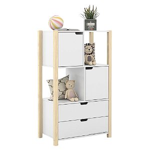 Armário Organizador Kids Liv - Branco Soft / Natural - 71153