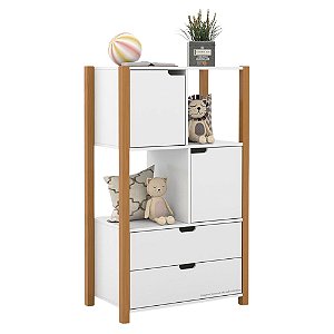 Armário Organizador Kids Liv - Branco Soft / Freijó - 71157