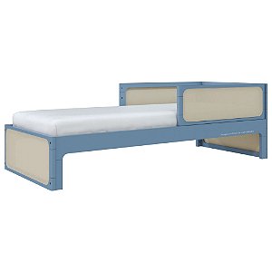 Cama Infantil Skandi - Com Cabeceira E 2 Grades - Azul Sereno