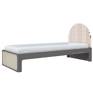 Cama Skandi Com Cabeceira Estofada - Sarja Listra Páprica / Fendi
