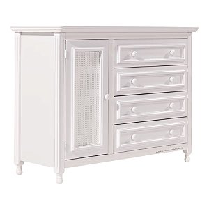 Cômoda Feliz - 4 Gavetas E 1 Porta Com Tela Trançada - Branco
