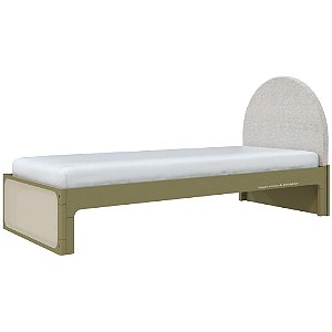 Cama Skandi Com Cabeceira Estofada - Sarja Rústico / Cacto